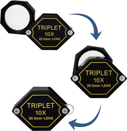 Miniatura 7 de 10 lupas para joyería, lupa de 0.807 in, lente trillizo, cristal óptico, herramienta de aumento de gemas de bolsillo para joyero, filatelista