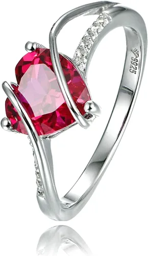 ATTA GEMS Anillos de plata de ley para mujer, anillos de rubí rojo para mujeres y niñas, anillos de plata 925, delicado anillo de piedra natal de