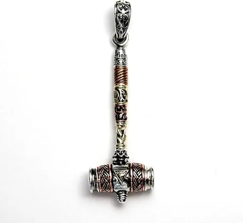 Miniatura 2 de COSUMOSU - Colgante de plata de ley 925 con martillo vikingo Thor Mjolnir