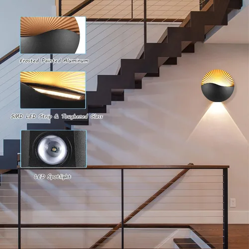 Miniatura 3 de Kawell Moderno y creativo aplique de pared LED de 12 W, impermeable, lámpara de pared para interiores y exteriores, efecto Art Deco para dormitorio