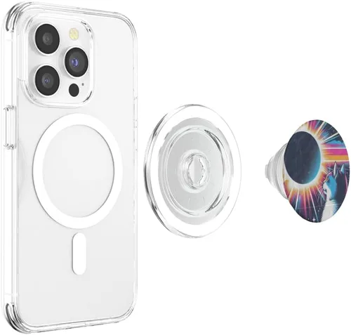 Miniatura 4 de Cat Solar Eclipse - Synthwave Retro Poster Style PopSockets MagSafe PopGrip for iPhone
