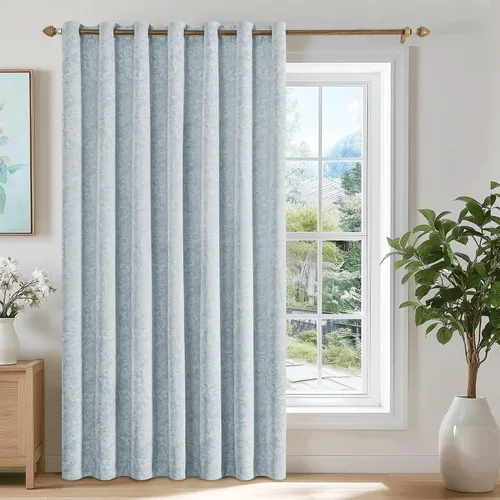 Miniatura 26 de Beauoop - Cortinas opacas beige con diseño floral jacquard, 2 paneles, para dormitorio/sala, de felpilla, gris pardo, aislantes y a prueba de ruido