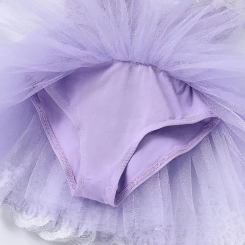 Miniatura 6 de ODASDO Leotardo de ballet para niñas, camisola, faldas tutú, lentejuelas brillantes, bordado de flores, vestido de baile, traje de gimnasia