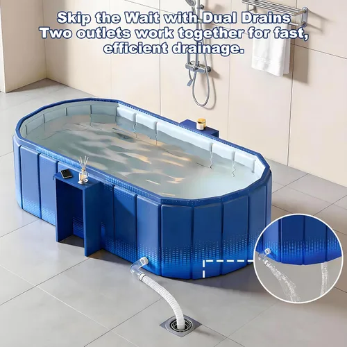 Miniatura 4 de Bañera Portátil para Adultos de 59" Grande Bañera Plegable de Inmersión en Frío Bañera de Hielo Plegable Sin Instalación para Cabina de Ducha, Baño