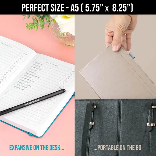 Miniatura 5 de Cuaderno rayado para escribir, 200 páginas, papel grueso de 4.23 oz/m² con notas adhesivas, lazo para bolígrafo, banda elástica, tapa dura de cuero
