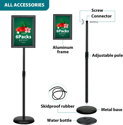Miniatura 9 de Paquete de 6 soportes para letreros de 8.5 x 11 pulgadas - Soporte ajustable para carteles de alta resistencia para exhibición de 8.5 x 11 pulgadas