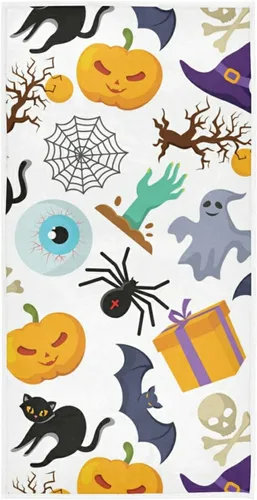 senya Toallas de mano suaves de Halloween, calabaza de Halloween, fantasma, toallas de mano altamente absorbentes para baño