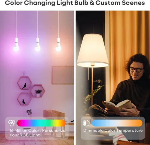 Miniatura 3 de VOCOlinc Bombilla inteligente funciona con Apple Homekit, Alexa, Google Home, bombillas inteligentes WiFi regulables, 850 lúmenes, bombilla LED