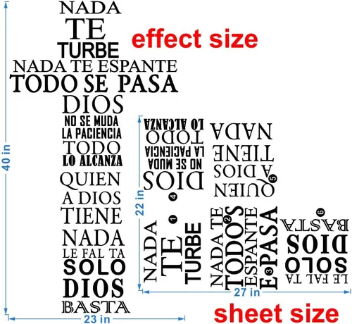 Miniatura 2 de Nada te turbe" - Adhesivo de pared "Solo Dios Basta", decoración de pared, calcomanía de pared con cita en español para decoración familiar