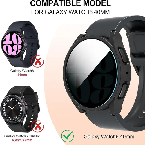 Miniatura 2 de Suoman Paquete de 4+4 fundas para Samsung Galaxy Watch 6 Classic de 1.575 pulgadas (1.575 in), protector de pantalla de privacidad de vidrio