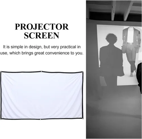 Miniatura 5 de BESPORTBLE Pantalla de proyector con tela de poliéster y ganchos para colgar, pantalla de proyección portátil de oficina y fiesta para cine en casa