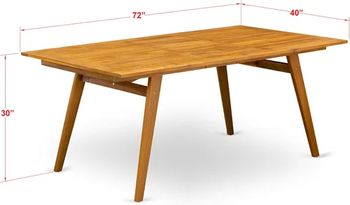 Miniatura 14 de East West Furniture DEDK9CWNA - Juego de comedor de 9 piezas para patio al aire libre, incluye una mesa rectangular de madera de acacia y 8 sillas