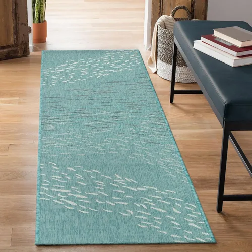 Miniatura 5 de Liora Manne Carmel - Alfombra decorativa de mezcla sintética para interiores y exteriores, de bajo perfil, contemporánea, decoración de peces Agua