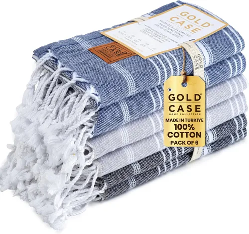 Miniatura 17 de GOLD CASE HOME COLLECTION - Juego de toallas turcas de playa LYCIA de 6 unidades – 100% algodón, toallas turcas de playa a granel 177,8 x 96,5 cm