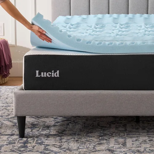 Miniatura 6 de LUCID Cubrecolchón de espuma viscoelástica con gel de 3 pulgadas, tamaño completo – 5 zonas – infusión de gel refrescante – espuma certificada