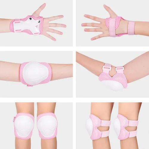 Miniatura 3 de Juego de rodilleras y coderas para niños y jóvenes con protector de muñeca 3 en 1 para niños de 3 a 14 años para patineta, esquí, ciclismo, ciclismo