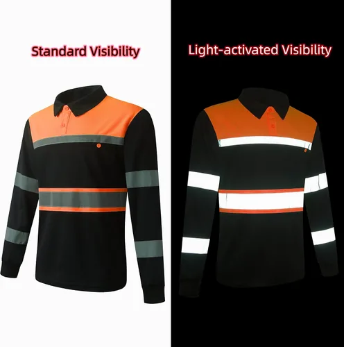 Miniatura 4 de Camisas de seguridad HoliSecure para hombre, camisas polo reflectantes de alta visibilidad para hombre con bolsillo, ropa de trabajo de manga corta