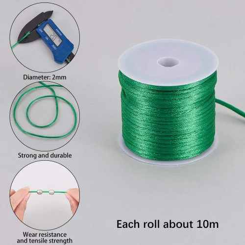 Miniatura 4 de PH PandaHall Cordón de satén de nailon de 100 yardas de 0.079 pulgadas (0.079 in), cordón de seda para pulseras de amistad, collar, nudo chino