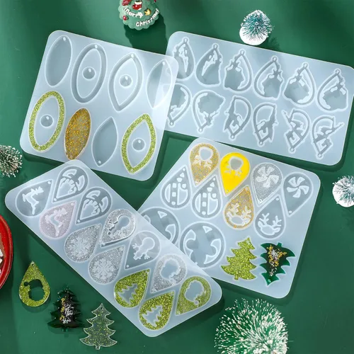 Miniatura 4 de Patelai 4 moldes de resina para aretes de forma irregular, molde de silicona para resina epoxi, kit de fabricación de joyas para mujeres