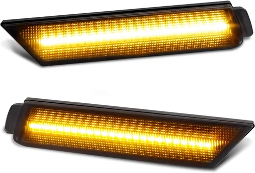 Lámparas de reflector de marcador lateral LED de lente ahumada para parachoques delantero compatibles con Chevy Camaro ámbar 2010 a 2015 - Paquete