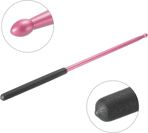 Miniatura 4 de PATIKIL Baquetas de metal 5A antideslizante para tambor de jazz batería electrónica instrumento musical percusión rosa rojo 1 par