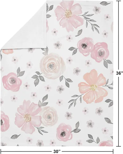 Miniatura 4 de Sweet Jojo Designs Manta suave para bebé (rosa/gris bohemio floral) para niñas, bebés, recién nacidos, niños pequeños, 30 x 36 pulgadas, manta