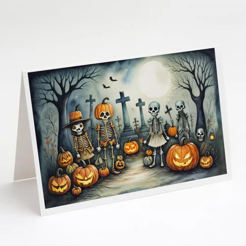 Miniatura 22 de Caroline's Treasures DAC2223GCA7P - Tarjetas de felicitación y sobres de Halloween espeluznantes de gato negro, paquete de 8 tarjetas en blanco