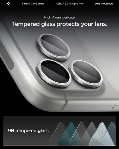 Miniatura 6 de Spigen Protector de pantalla para lente de cámara [GlasTR EZ Fit Optik Pro] Diseñado para iPhone 17 Pro Max iPhone 17 Pro [Compatible con fundas]