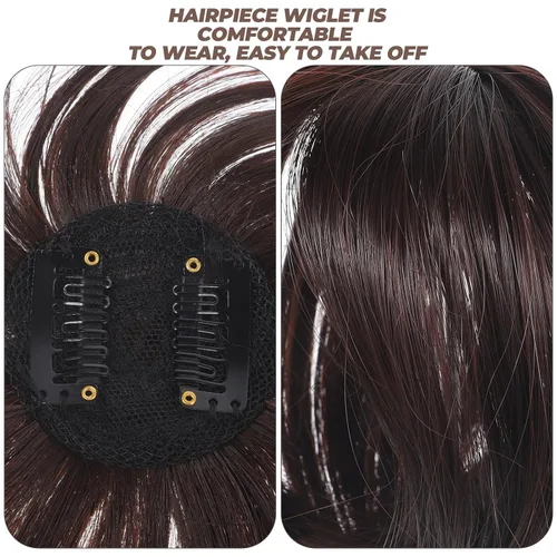 Miniatura 3 de Beaupretty Peluca de pelo para mujer en la parte superior de la cabeza con clips, cabello lacio para adelgazar la cobertura del cabello, 5.31 x 5.31