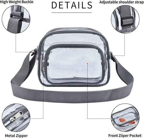 Miniatura 6 de Bolso bandolera transparente aprobado por el estadio adecuado para el trabajo viajes entrenamiento conciertos o deportes