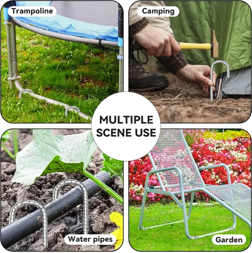 Miniatura 4 de Toopify Paquete de 12 estacas de barras de refuerzo, anclajes galvanizados con gancho en J resistentes de 12 pulgadas, estacas de acero inoxidable