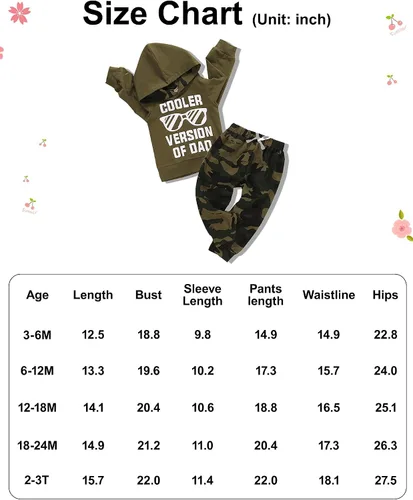 Miniatura 4 de Conjunto de 2 piezas de ropa para bebés y niños pequeños con estampado de letras y pantalones largos de camuflaje