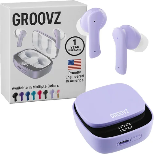 Miniatura 11 de Auriculares inalámbricos verdaderos Groovz con estuche de carga - Diseñados y fabricados en Estados Unidos - Auriculares Bluetooth resistentes al