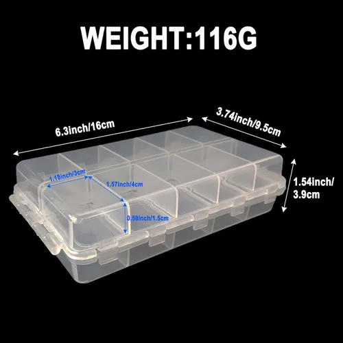 Miniatura 3 de Aventik - Caja de aparejos de pesca, 2 unidades, cajas de plástico, caja organizadora de almacenamiento, almacenamiento de aparejos de pesca