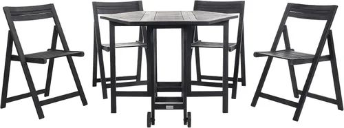 Miniatura 5 de SAFAVIEH Kerman - Juego de comedor plegable de 5 piezas de madera de acacia lavada blanca con mesa plegable y 4 sillas de director (PAT7000A)