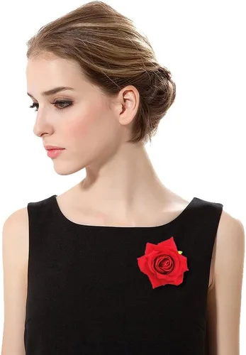 Miniatura 4 de DRESHOW 5 Pack Flower Brooch Head Ornament Bride Women Rose Flower Hair Accessories Wedding Hair Clip Flamenco Dancer