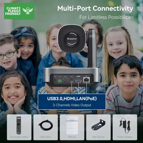 Miniatura 6 de Tenveo Cámara PTZ 4K AI Humanoid & Seguimiento Automático de Cara 20X Zoom Óptico+8X Digital Zoom USB3.0/HDMI/LAN PoE Cámara IP de Transmisión