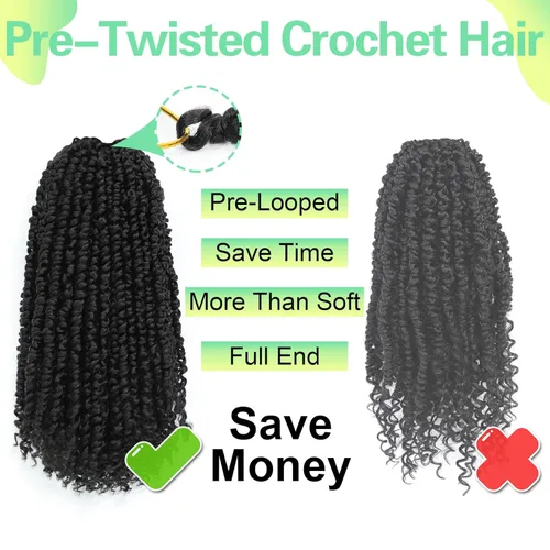 Miniatura 7 de Pelo de ganchillo Passion Twist de 10 pulgadas, 8 paquetes, cabello Passion Twist pre-trenzado, cabello de ganchillo Passion Twist para mujeres 1b