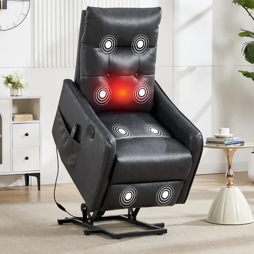 Miniatura 18 de Silla Reclinable con Elevación Eléctrica con Masaje de Vibración y Calor para Personas Mayores de Estatura Pequeña, Silla Elevadora Pequeña
