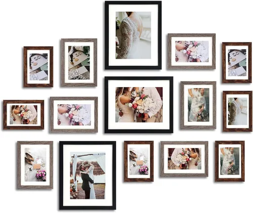 Miniatura 8 de Fixwal Juego de marcos de fotos, paquete de 15 marcos de fotos negros collage decoración de pared para fotos variadas, tres de 8x10, seis de 5x7
