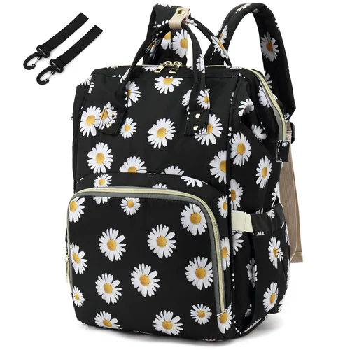 Miniatura 22 de Mochila de Pañales para Bebés Niñas, Mamá Bolsas Grandes Impermeables para Pañales para Mujeres (Mármol)