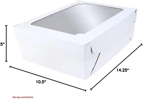 Miniatura 2 de O'CREME Caja blanca para pasteles con ventana, caja de cartón kraft para panadería de 10.5 x 14.25 x 5 pulgadas de alto