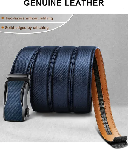 Miniatura 2 de KEMISANT Cinturón de trinquete para hombre, 2 unidades, cinturón deslizante para hombre, vestido casual, pantalones Oxfords 1 38 pulgadas