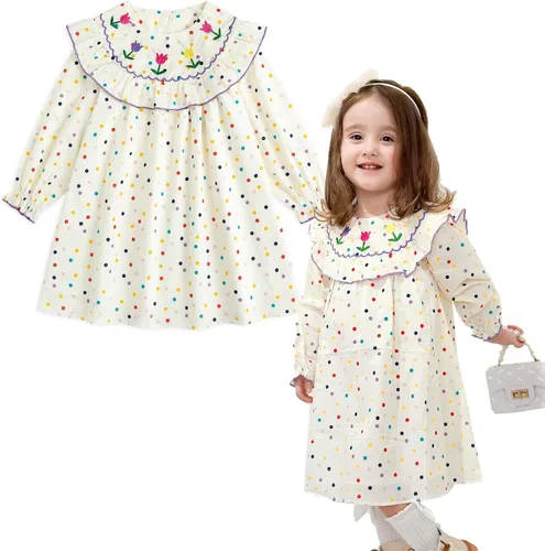 Simplee kids Vestido casual para niñas pequeñas, vestido fruncido con estampado floral para primavera y verano de 1 a 6 años