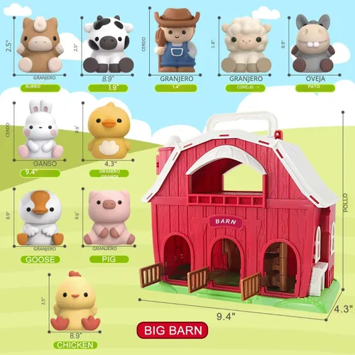 Miniatura 2 de Juguete de granero grande de animales de granja para niños de 1, 2 y 3 años, juguetes Montessori educativos para niños pequeños, juego de simulación