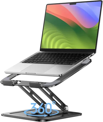 Miniatura 10 de LOXP Soporte ajustable para laptop, soporte para computadora con base giratoria de 360°, soporte ergonómico para computadora portátil