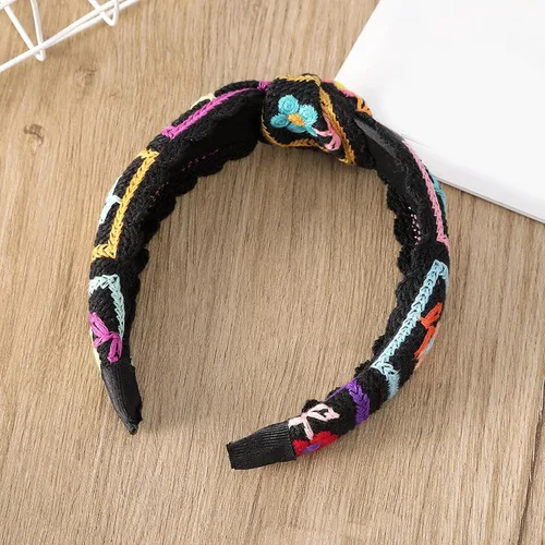 Miniatura 2 de LIANXUE Diadema de punto floral para mujer, turbante elástico, floral, ganchillo, cuadrado, estilo étnico, diadema envolvente para la cabeza