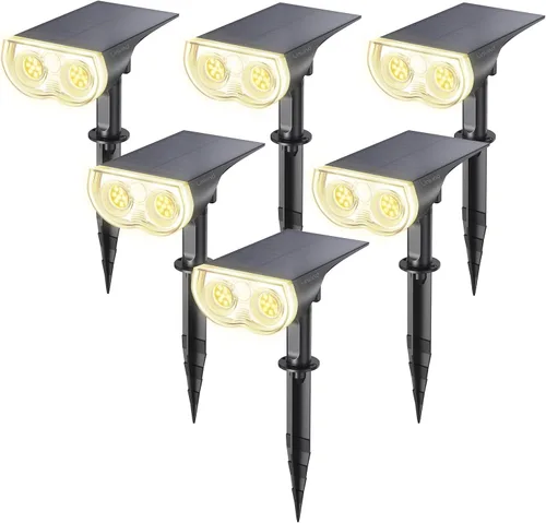 Miniatura 13 de Linkind - Paquete de 2 focos solares para el atardecer hasta el amanecer, luces solares para jardín con 16 LEDs, de luz blanca cálida de 3000 K