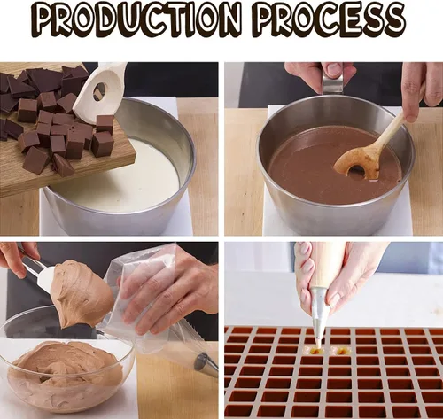 Miniatura 5 de Sakolla - Molde cuadrado de chocolate de silicona, moldes de 80 cavidades para chocolate, caramelo, praliné, cubitos de hielo, gelatina y gominola