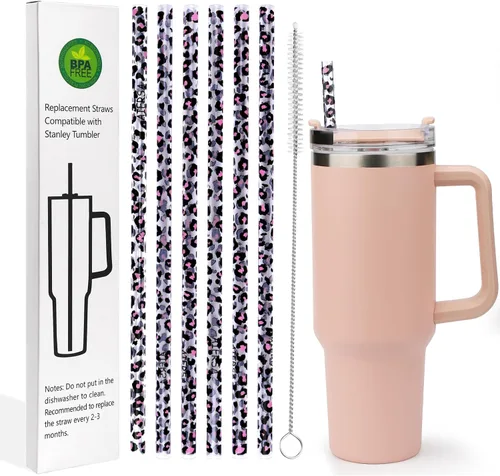 Miniatura 8 de AIERSA Pajitas de metal para repuesto de vaso de 40 onzas, popote de acero inoxidable reutilizable de 12 pulgadas compatible con Stanley Cup, 6